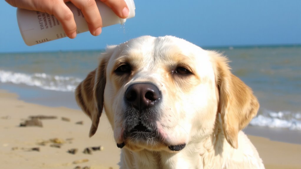apply dog specific sunscreen correctly