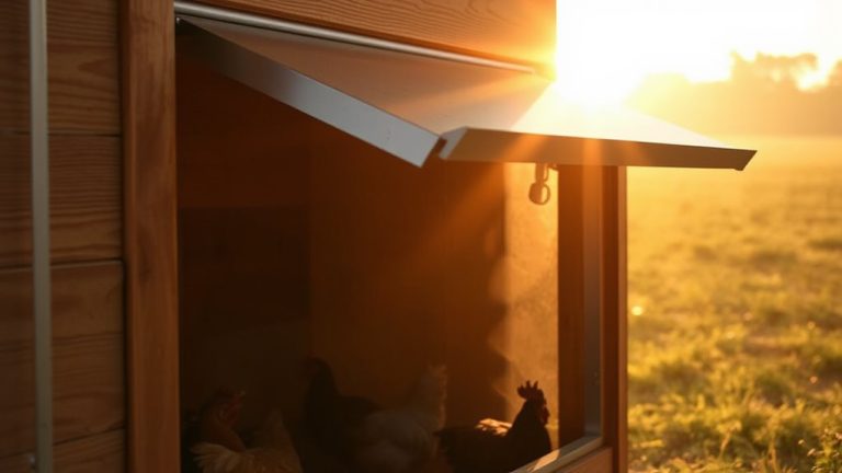 automatic chicken coop doors at dawn