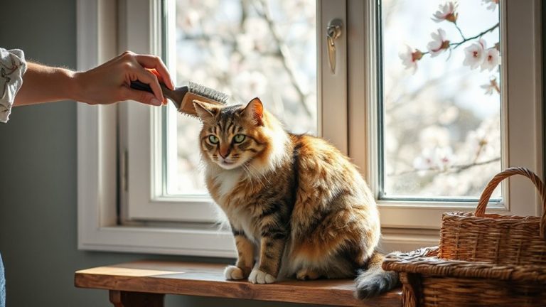 brushing double coated cats spring