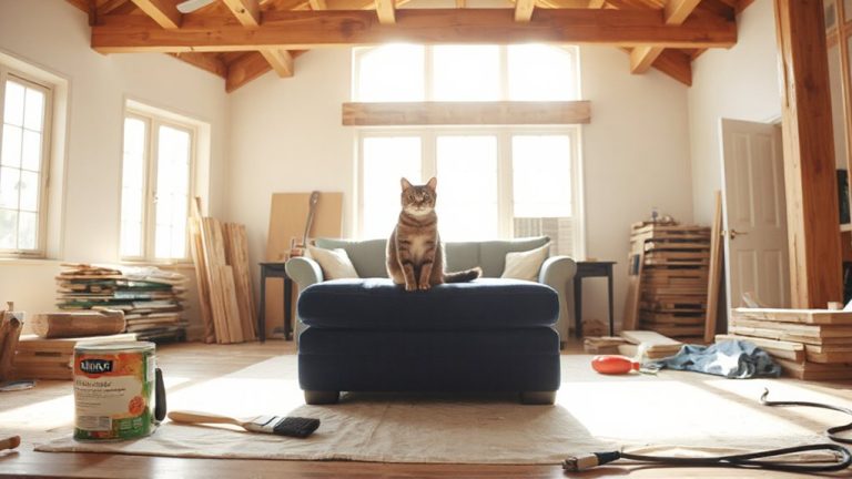 calm cat during renovations