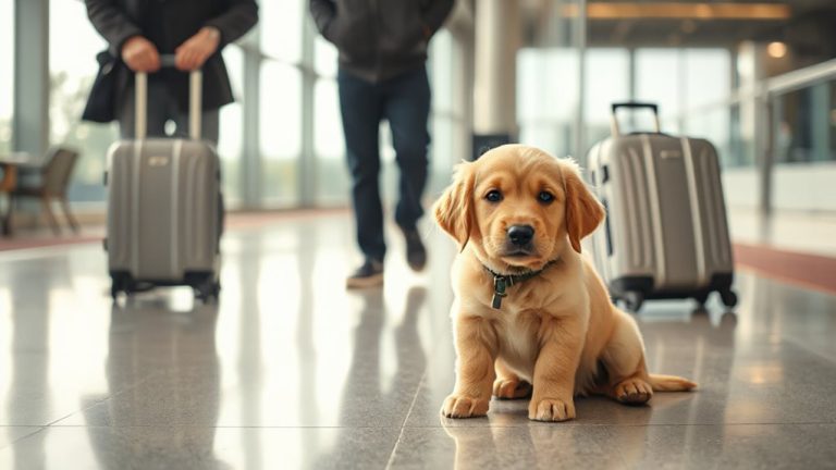 calm puppy luggage training