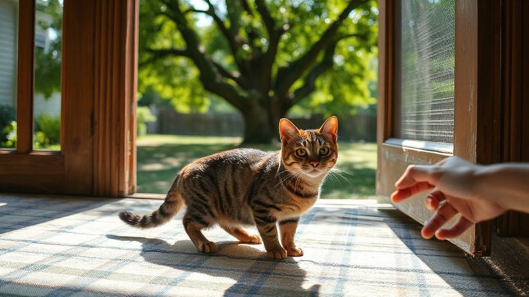 cat waiting at screen doors