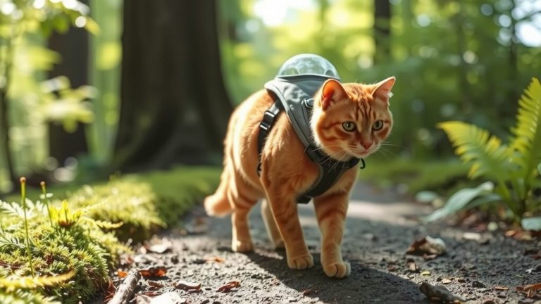 cats in harness backpacks