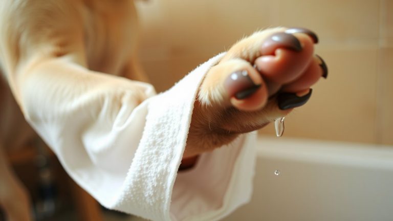 clean pet paws gently