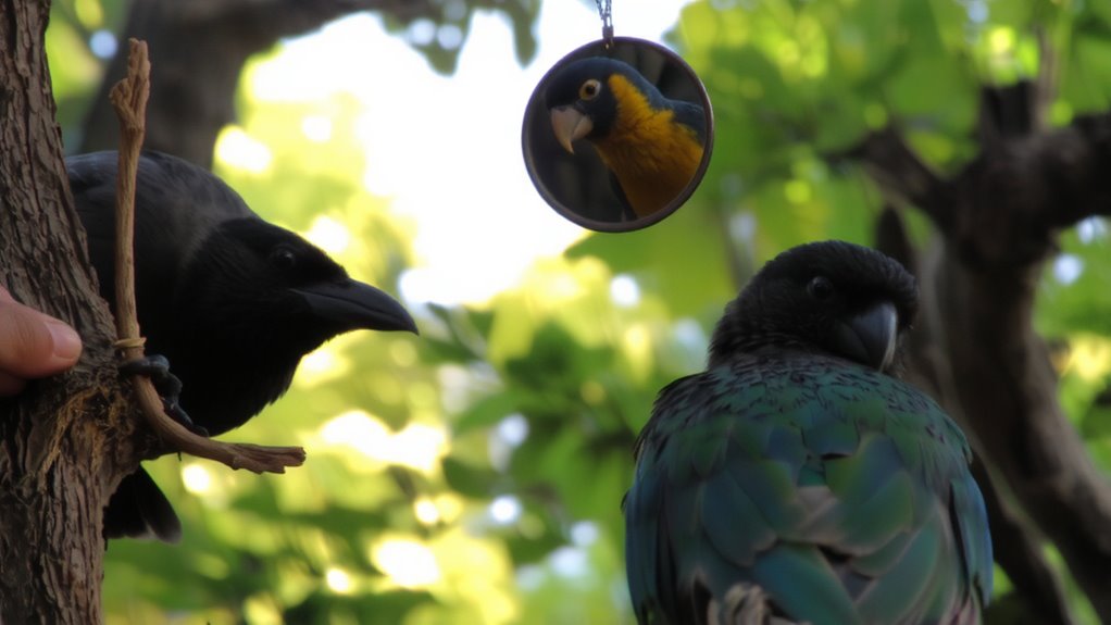 crows craft tools parrots self recognize