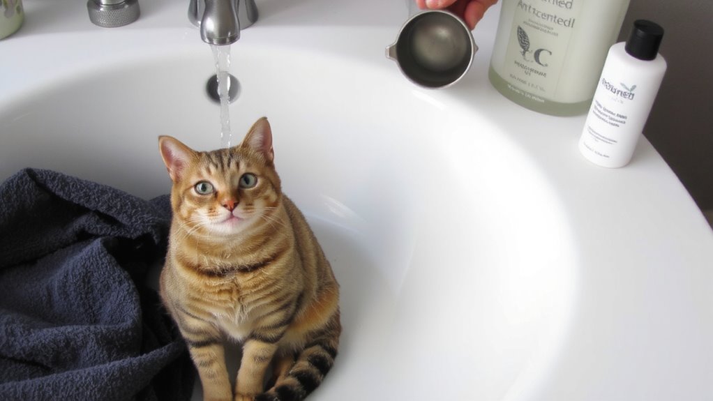 gather proper cat bathing supplies
