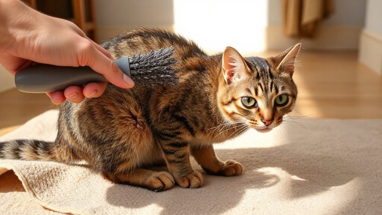 gentle brushing for matted cat