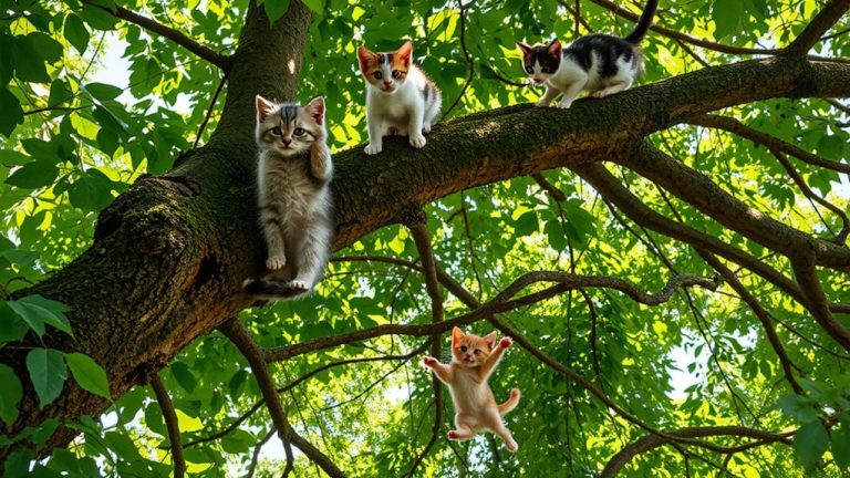 kitten climbing trees for entertainment