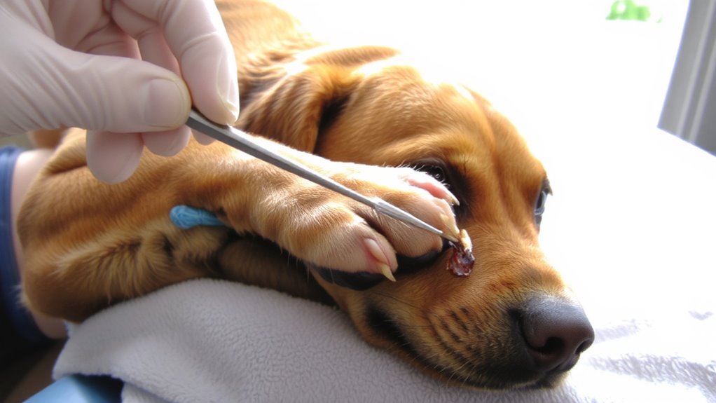 persistent licking limping drooling swelling
