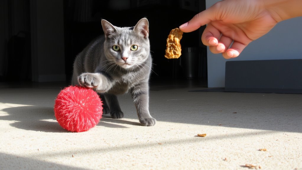 reward swatting immediately with treats