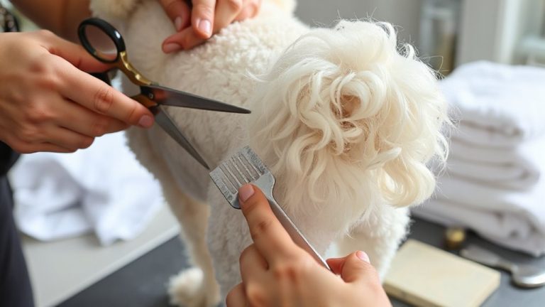scissoring and brushing pom poms