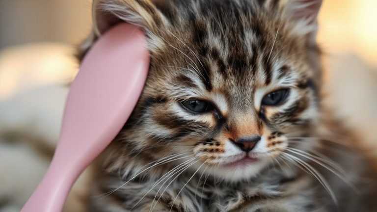 soft brushing developing kitten coat