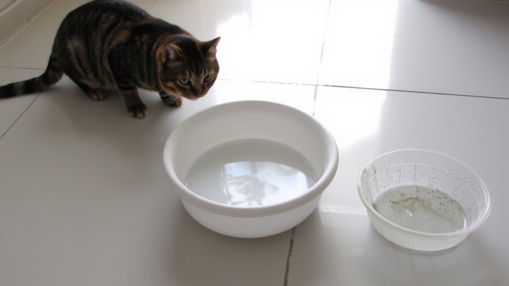 stainless steel bowl placement