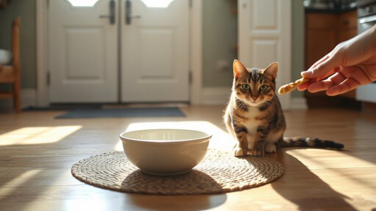 teach cat meal patience