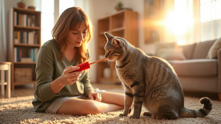 teach cat to cuddle specific person
