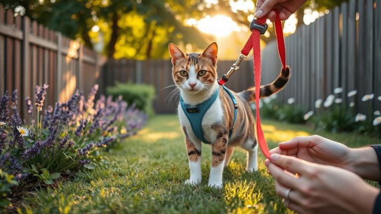 train cat harness backyard